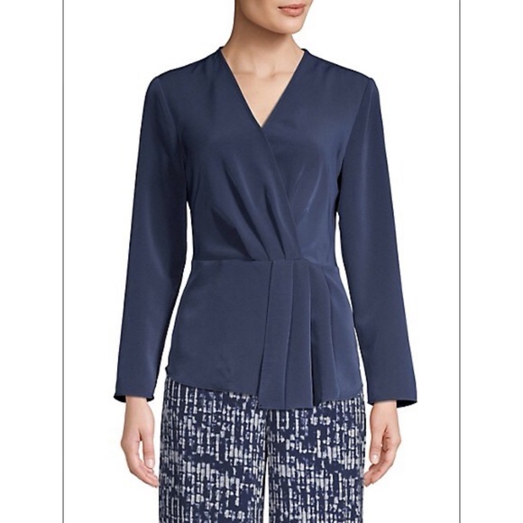 H by Halston Tops - H by Halston Pleated Surplice Top